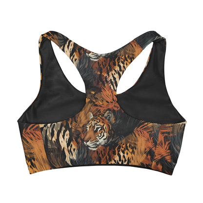 Tiger Boho Abstract  Girls' Seamless Sports Bra