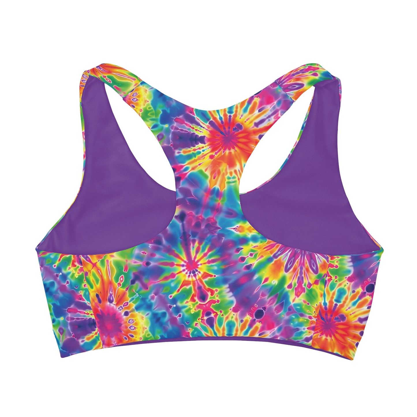 Neon Tie Dye Rainbow Girls Seamless Sports Bra