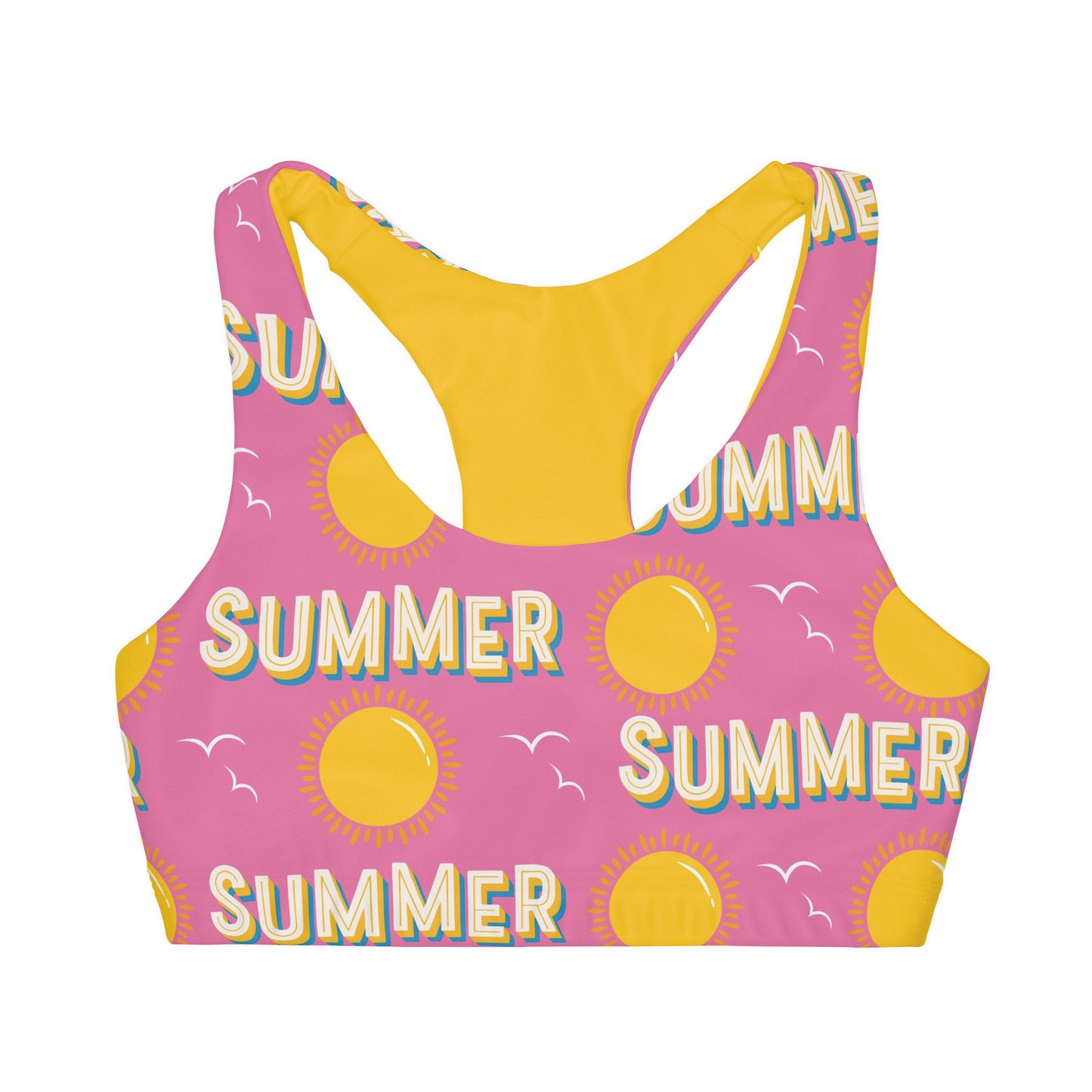 Summer Sun Pink and Yellow Girls Sports Bra