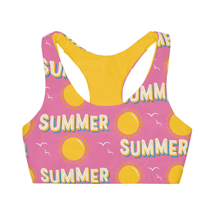 Summer Sun Pink and Yellow Girls Sports Bra