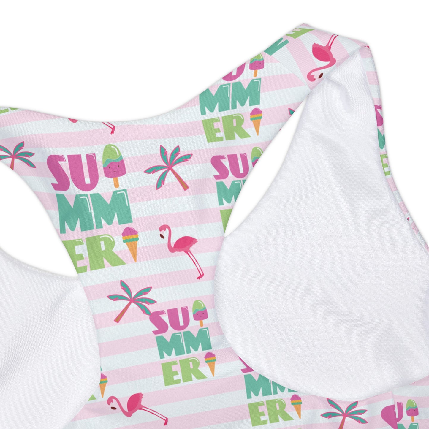 Pink and White Summer Flamingo GirlsTwo Piece Swimsuit