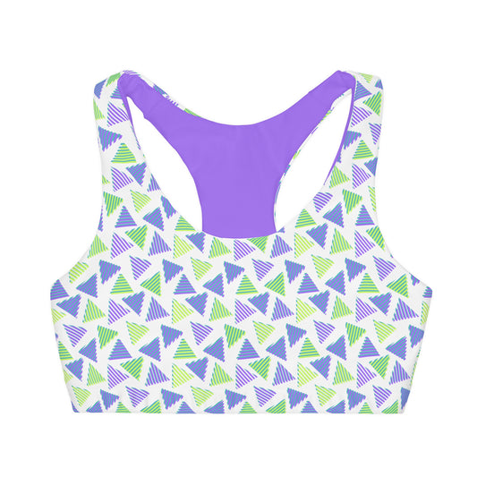 Purple and Green Triangle Girls' Pink Sports Bra