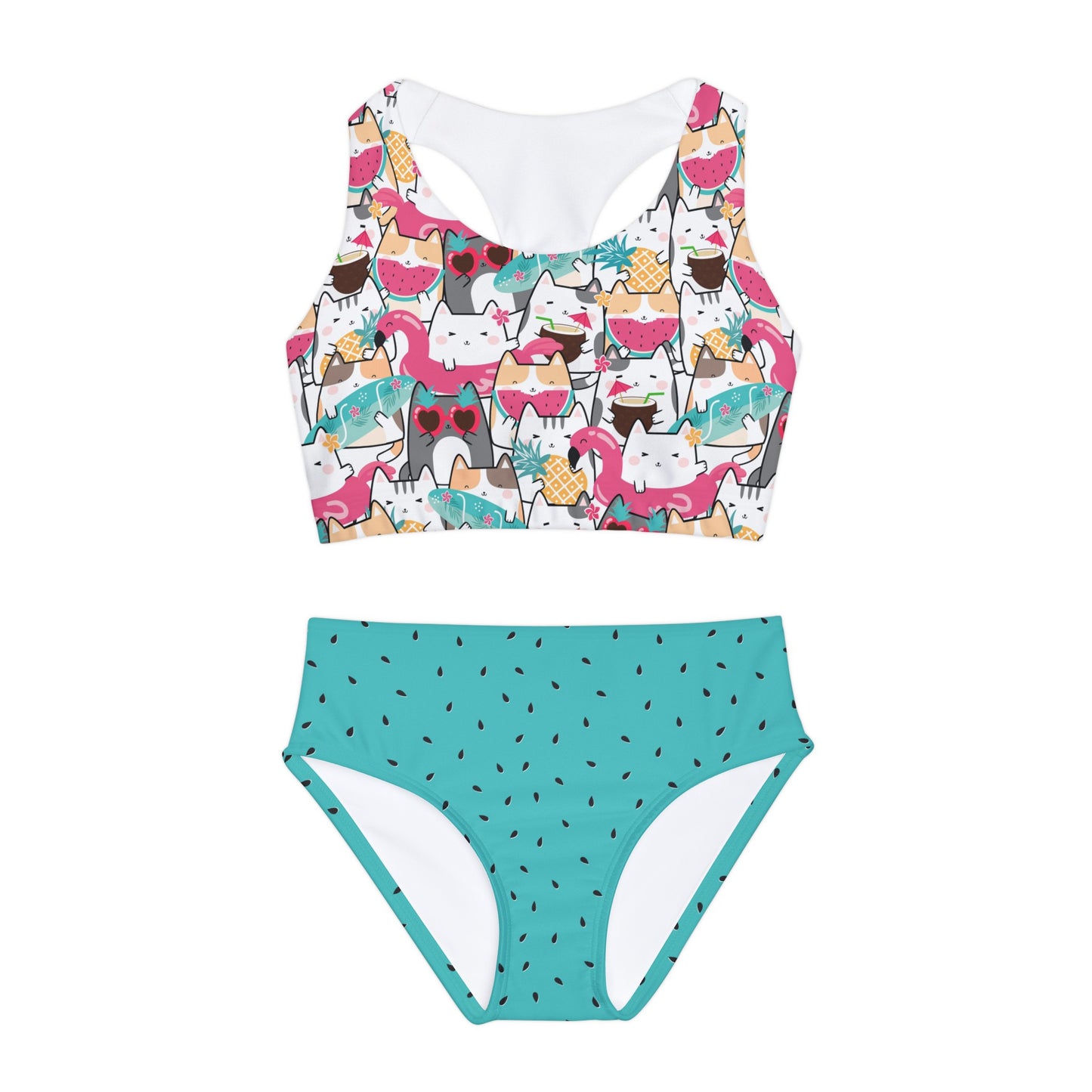 Cats, Watermelon, Flamingos Girls Two Piece Swimsuit