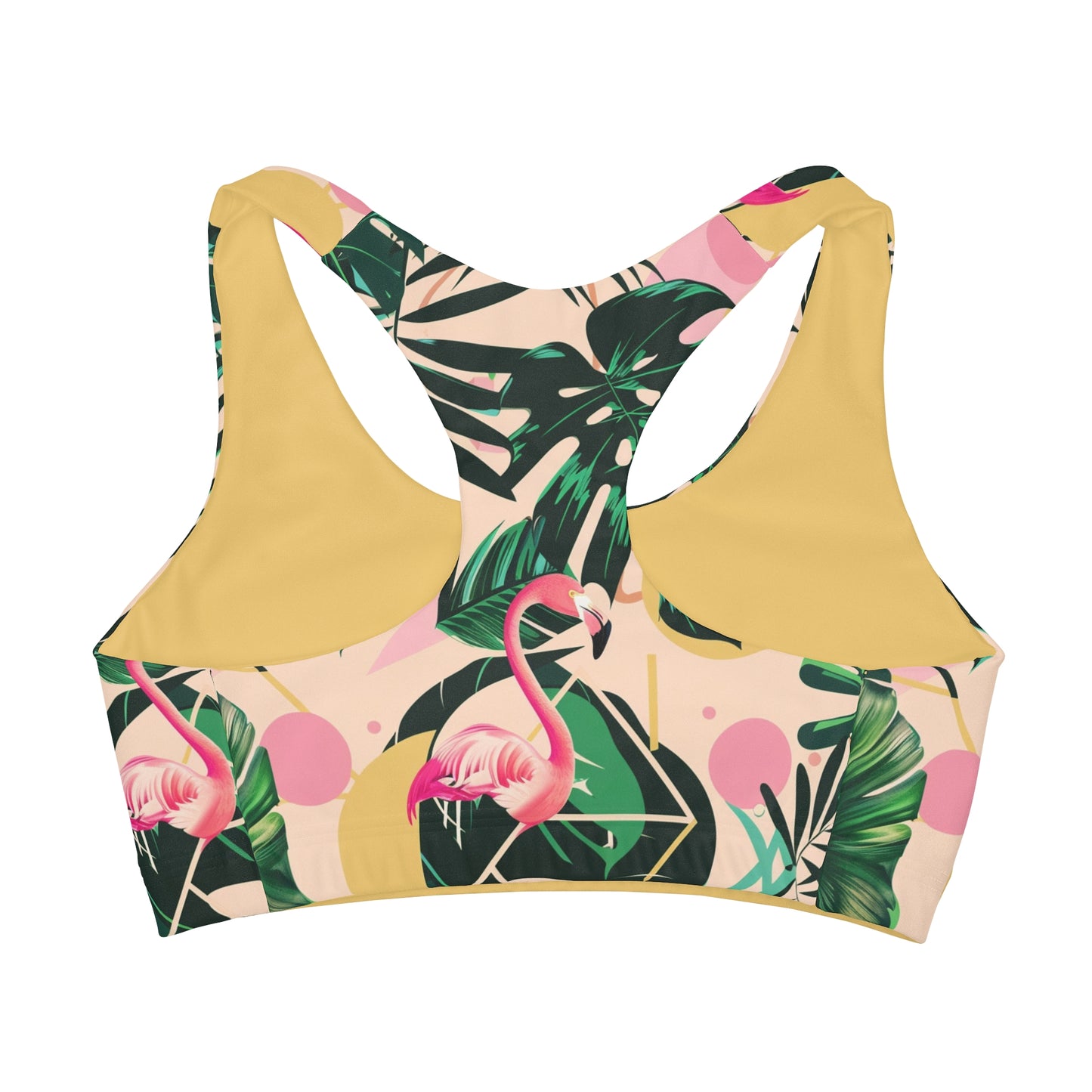 Tropical Flamingo Triangles Girls' Double Lined Seamless Sports Bra