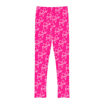 Hot Pink Besties Girls Full-Length Leggings