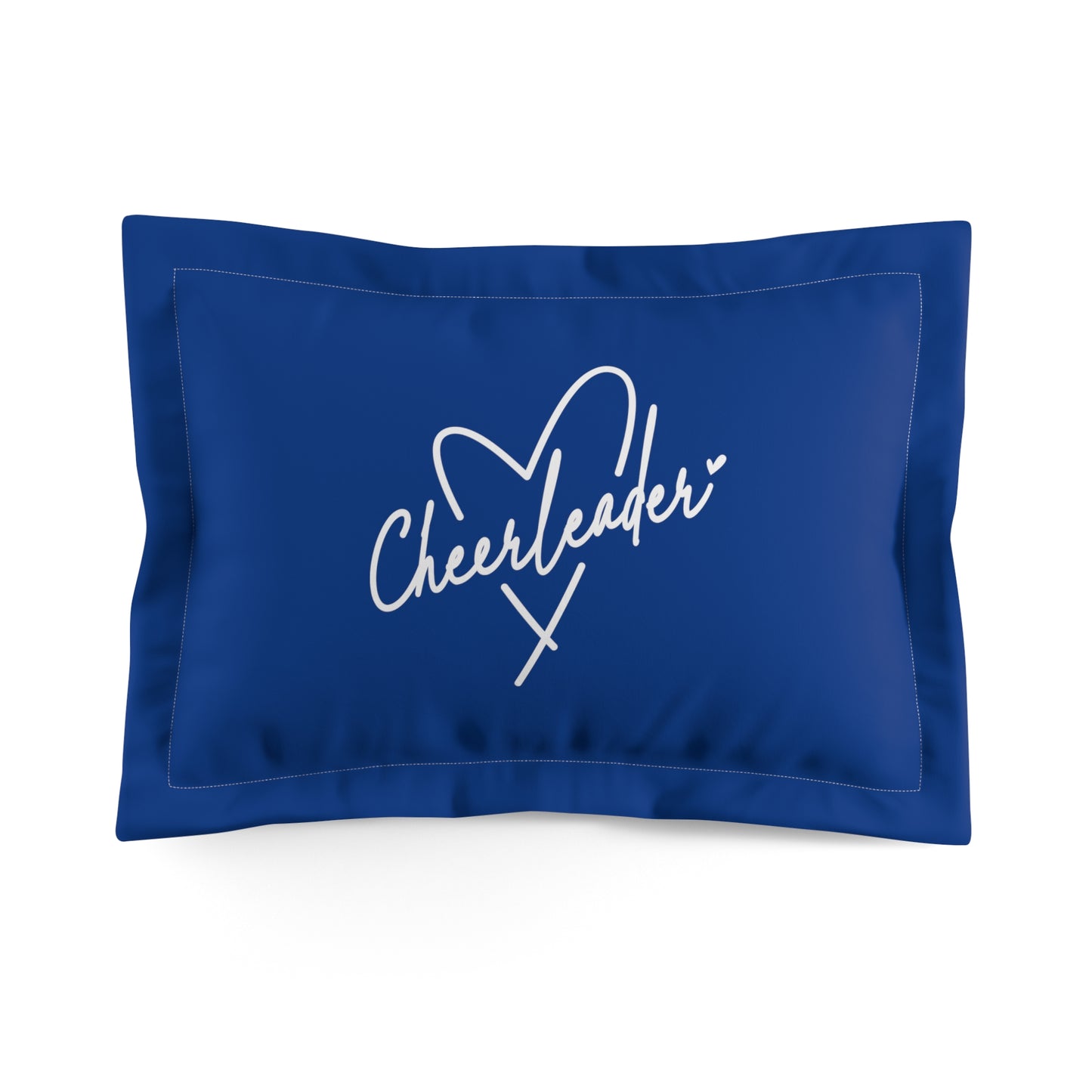 Blue & White Cheerleader Pillow Sham, Design on Front and Cream Back, Please Select QTY 2 for a Pair