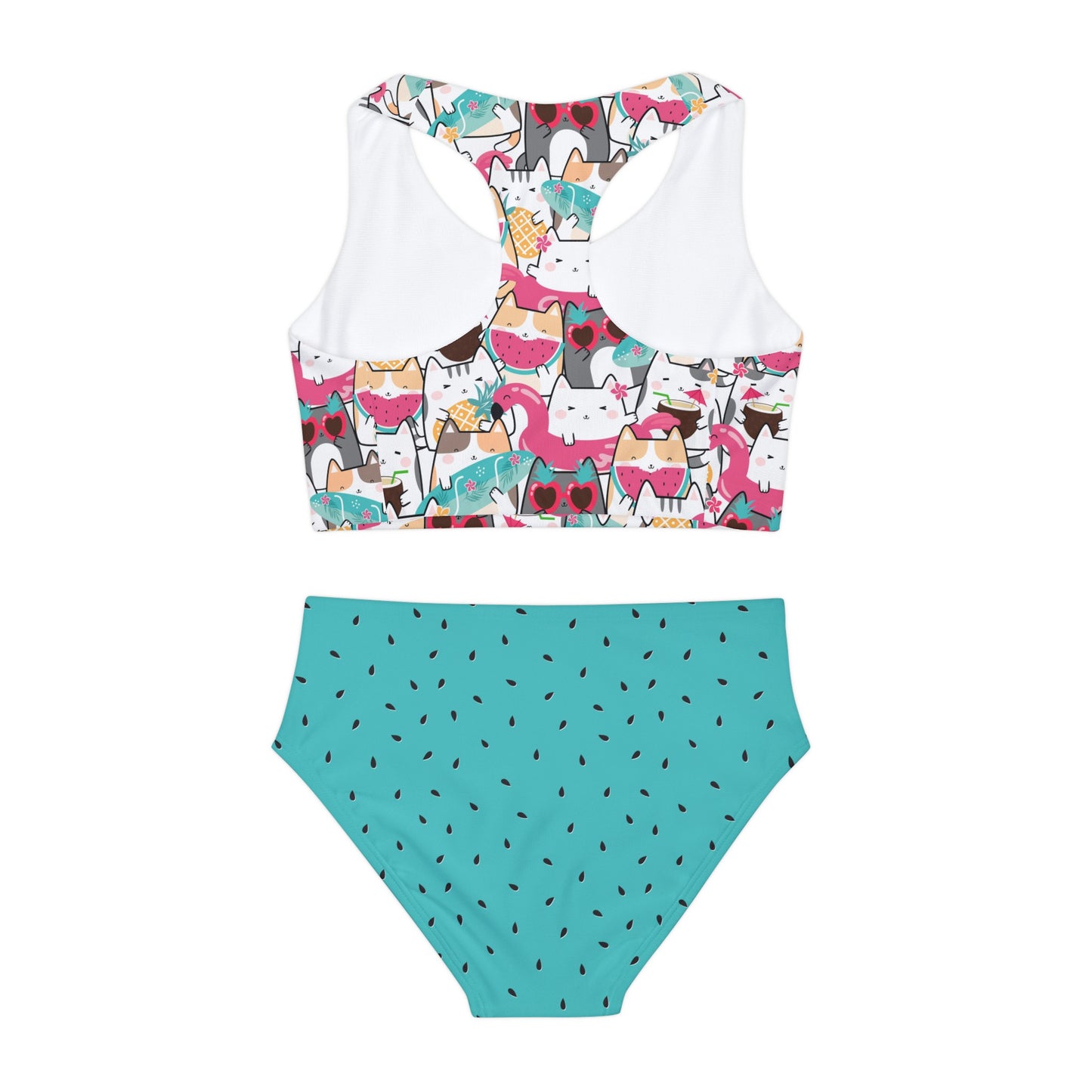 Cats, Watermelon, Flamingos Girls Two Piece Swimsuit