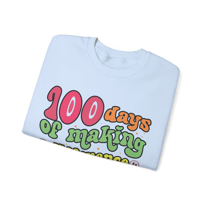 100 Days of Making a Difference Teacher Crewneck Sweatshirt, 5 Colors Available