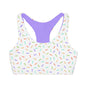 Birthday Sprinkle Collection Purple & White Seamless Sports Bra