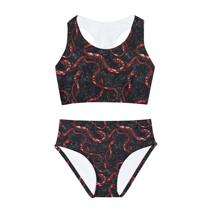 Snake Black and Red Swiftie GirlsTwo Piece Swimsuit