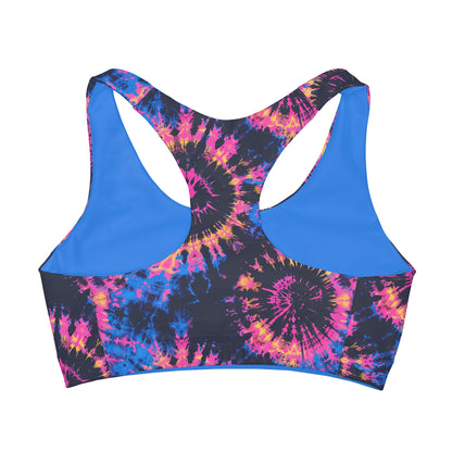 Neon Tie Dye Blue & Pink Girls Seamless Sports Bra