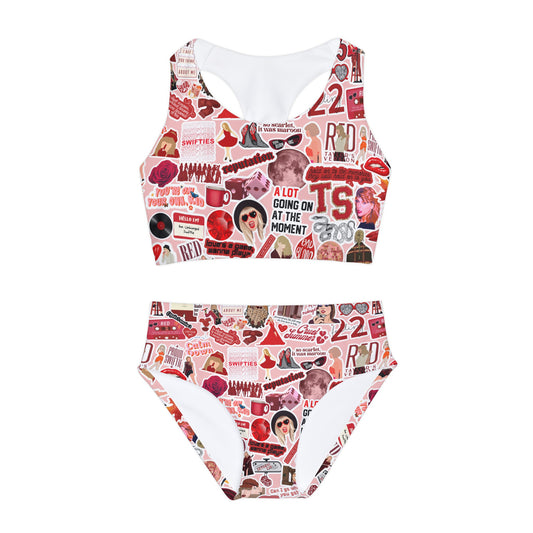 Swiftie Red Girls Two Piece Swimsuit