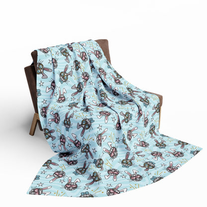 Blue Disco Bunny Arctic Fleece Blanket