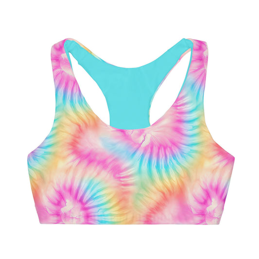 Pastel Tie Dye 1 Girls' Double Lined Seamless Sports Bra