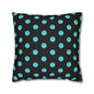 Black and Teal Smiley Face Square Polyester Pillowcase