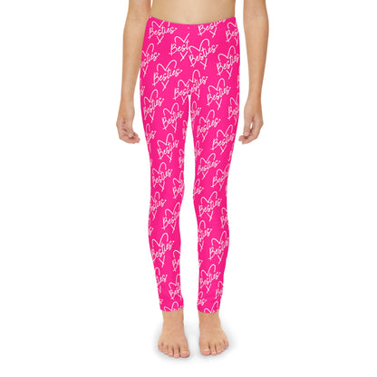 Hot Pink Besties Girls Full-Length Leggings