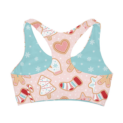 Pink & Blue Christmas Cookie Girls Sports Bra