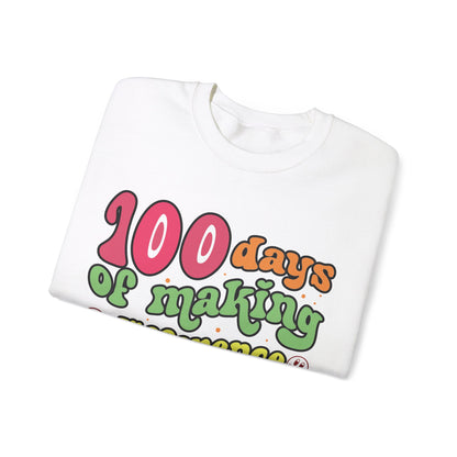 100 Days of Making a Difference Teacher Crewneck Sweatshirt, 5 Colors Available