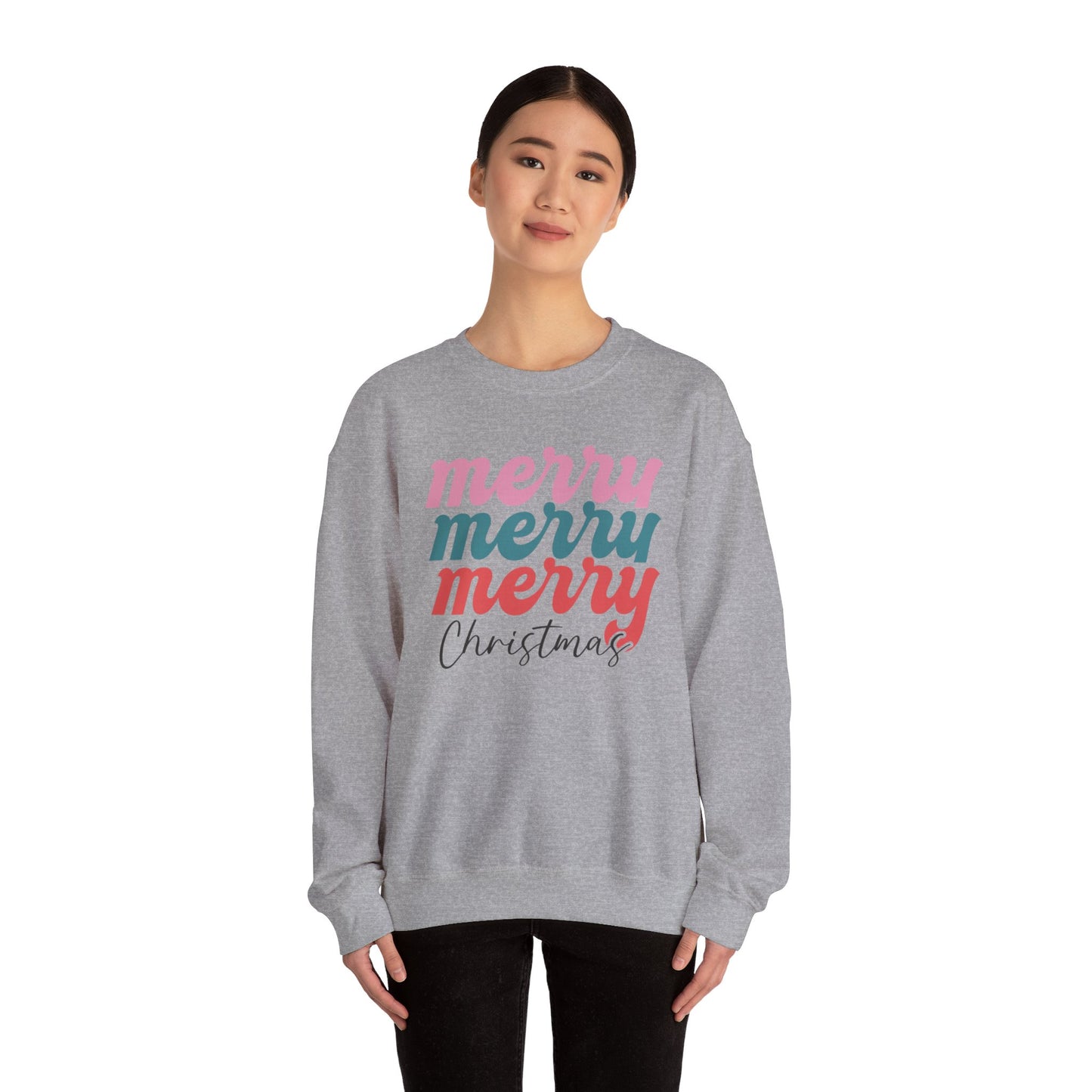 Merry Stacked Christmas Unisex Heavy Blend™ Crewneck Sweatshirt