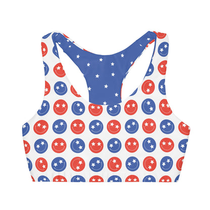 4th of July Style 1 Girls Sports Bra, Independence Day