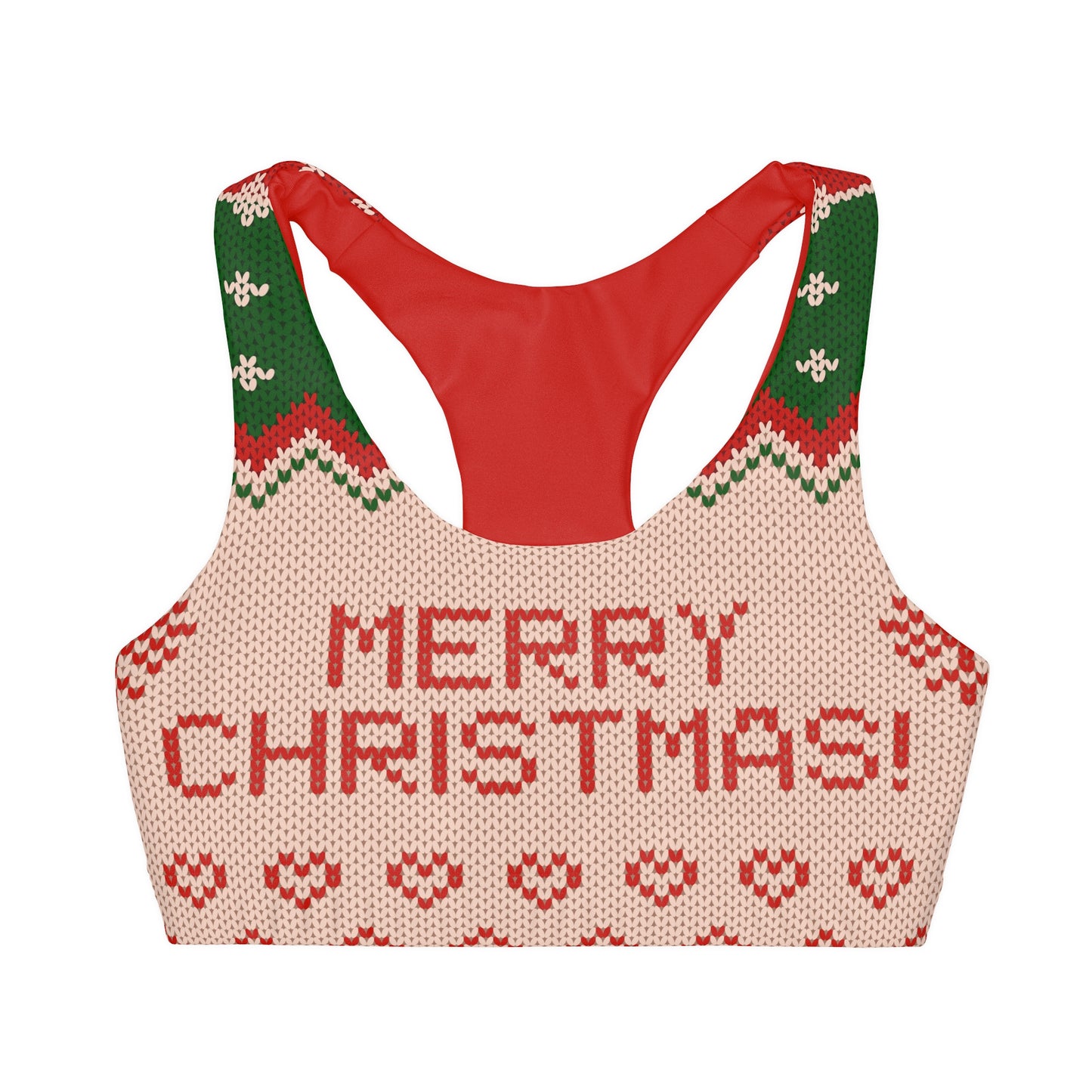 Merry Christmas Ugly Sweater Girls Sports Bra