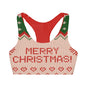 Merry Christmas Ugly Sweater Girls Sports Bra