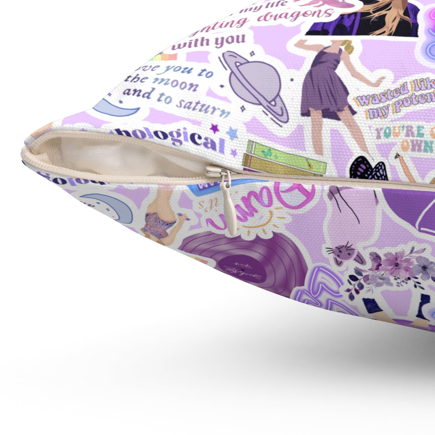 Purple Swiftie Square Pillow with Insert, Offered in 4 Sizes