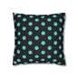 Black and Teal Smiley Face Square Polyester Pillowcase