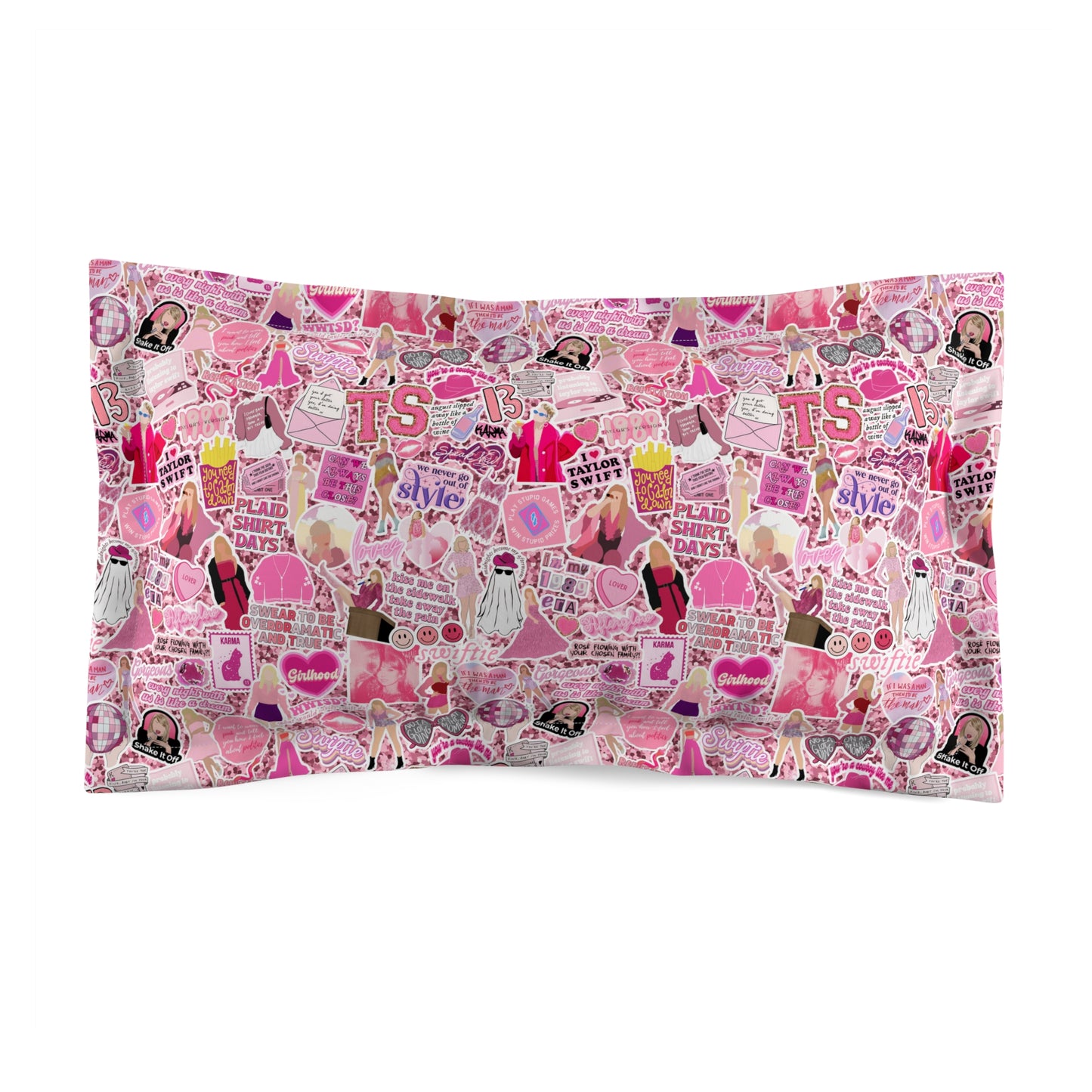 Swiftie Pink Pillow Sham, Design on Front and Cream Back, Please Select QTY 2 for a Pair