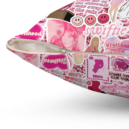 Pink Swiftie Square Pillow with Insert, Offered in 4 Sizes