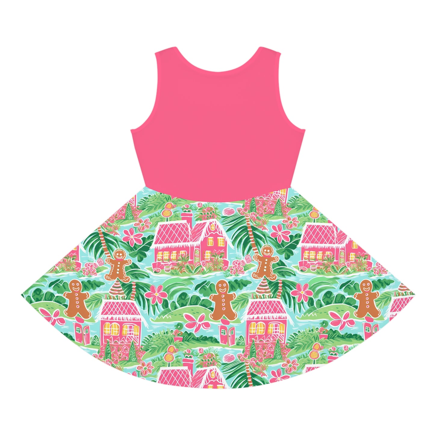 Preppy PINK Gingerbread Christmas Girls' Sleeveless Sundress