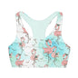 Flamingo Collection 3 Girls Sports Bra, Summer Style, Watercolor Style, Mint Color Interior