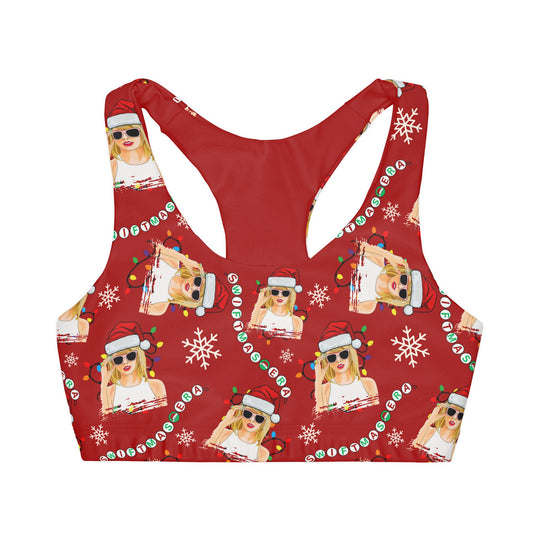 Red Swiftmas Girls' Sports Bra, Swiftie Fashion