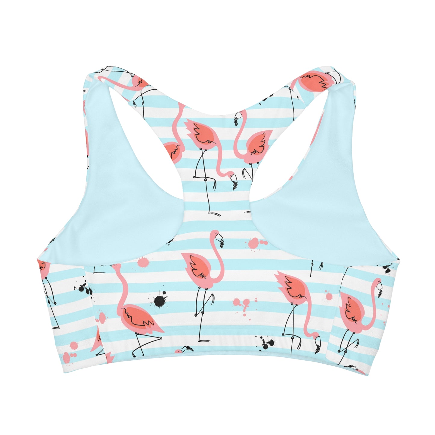 Flamingo Collection 2 Girls Sports Bra, Summer Style Blue and White