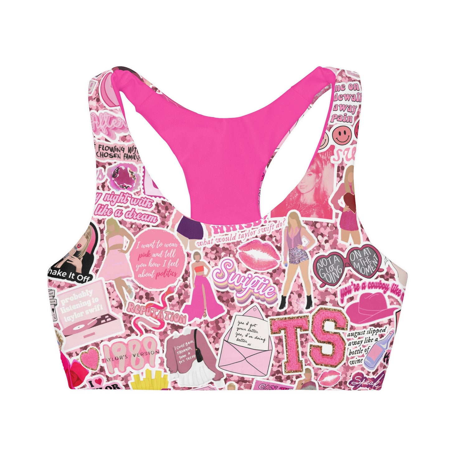 Swiftie Pink Valentines Girls' Double Lined Seamless Sports Bra