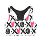 XO XO Black and Pink Valentines Day Girls Sports Bra