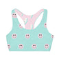 Teal & Pink Smiley Face Girls' Double Lined Seamless Sports Bra