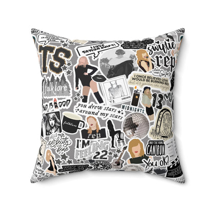 Black Swiftie Square Pillow with Insert, Offered in 4 Sizes