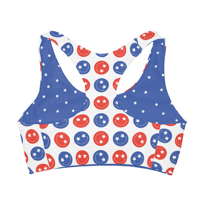 4th of July Style 1 Girls Sports Bra, Independence Day