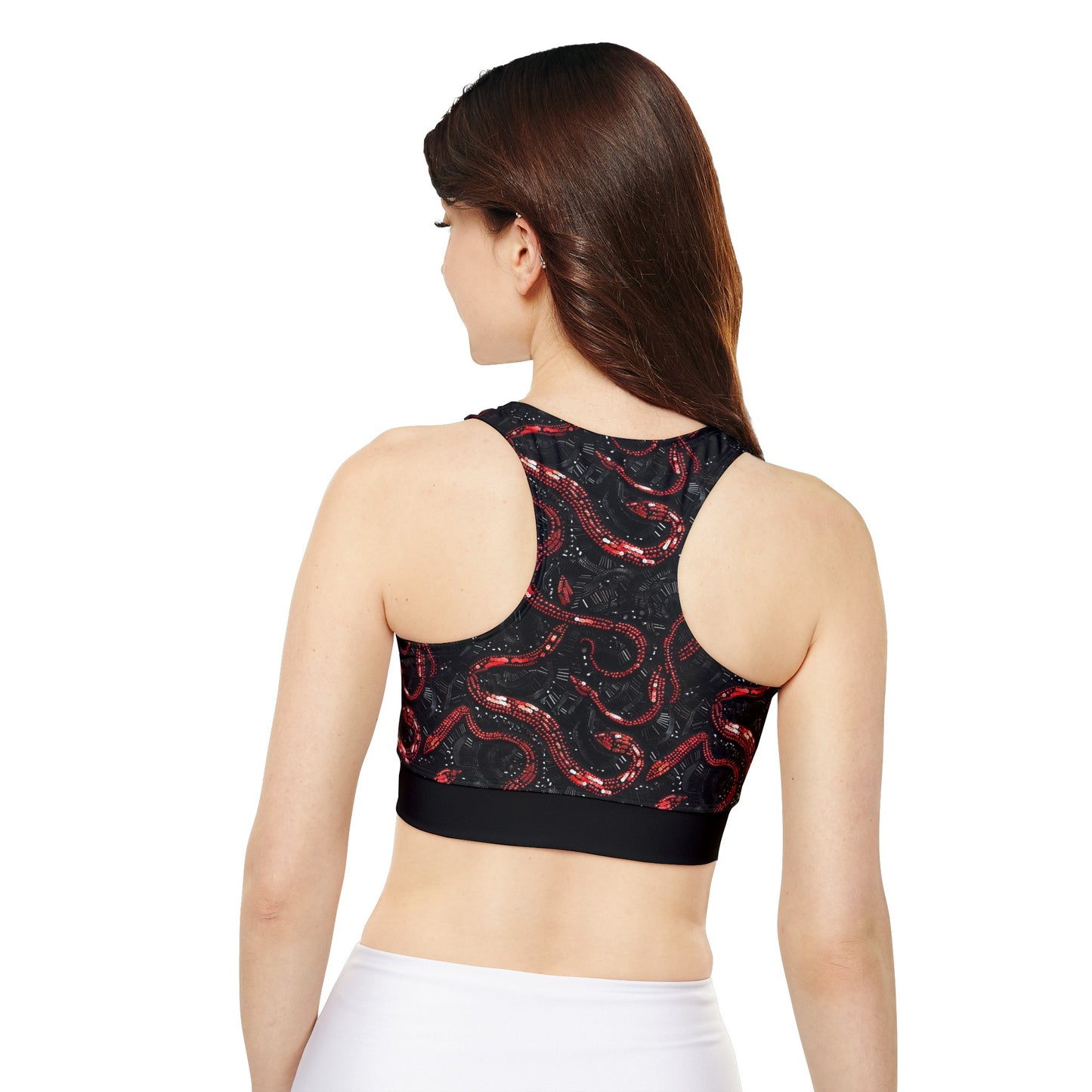 TEEN/ADULT Swiftie Black and Red Snake Padded & Lined Sports Bra