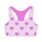 Pink Hearts Girls' Double Lined Seamless Sports Bra