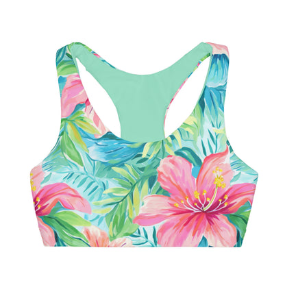 Preppy Tropical 5 Girls Sports Bra, Summer Style