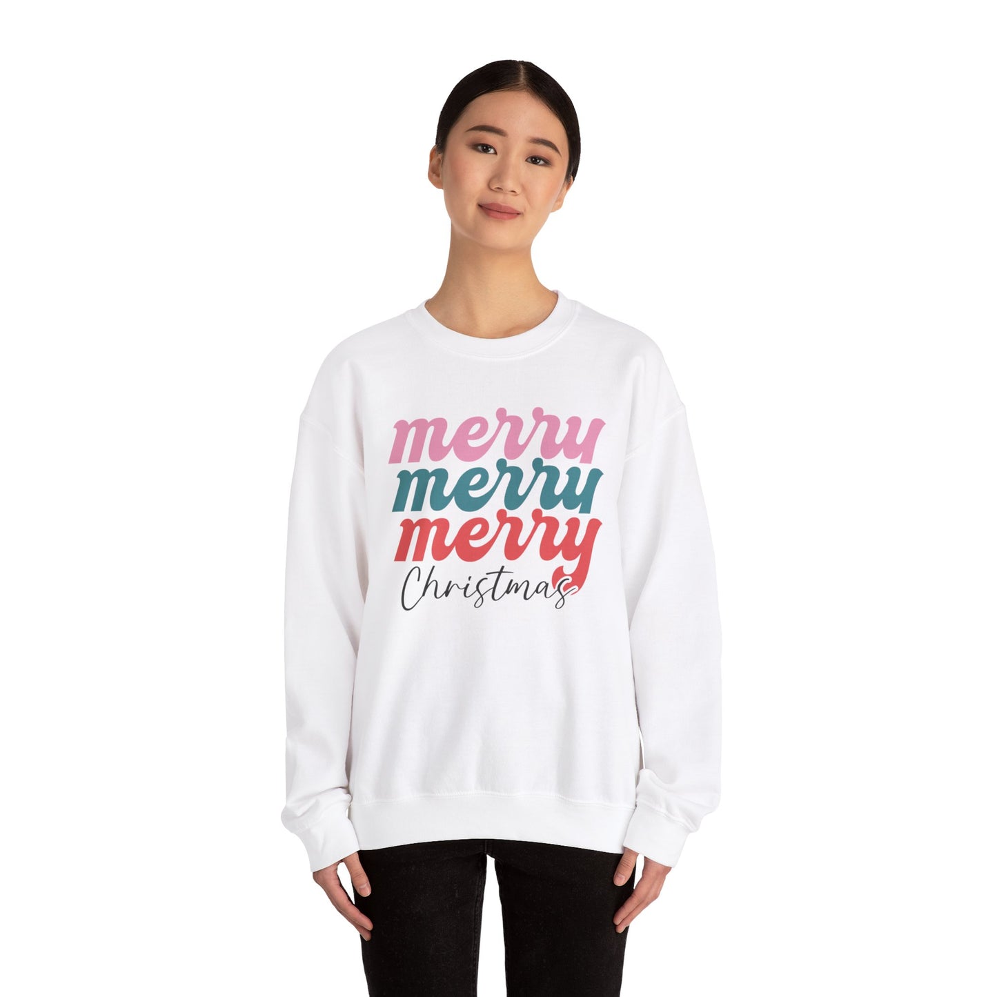 Merry Stacked Christmas Unisex Heavy Blend™ Crewneck Sweatshirt