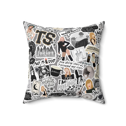 Black Swiftie Square Pillow with Insert, Offered in 4 Sizes