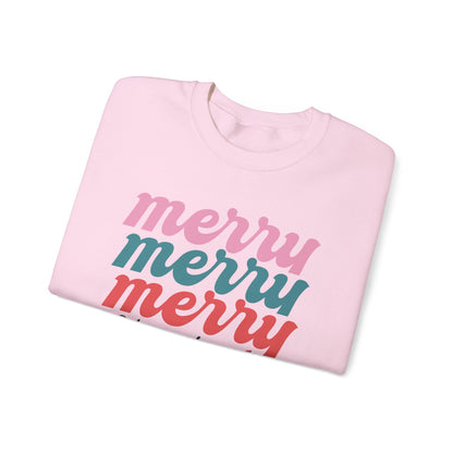 Merry Stacked Christmas Unisex Heavy Blend™ Crewneck Sweatshirt