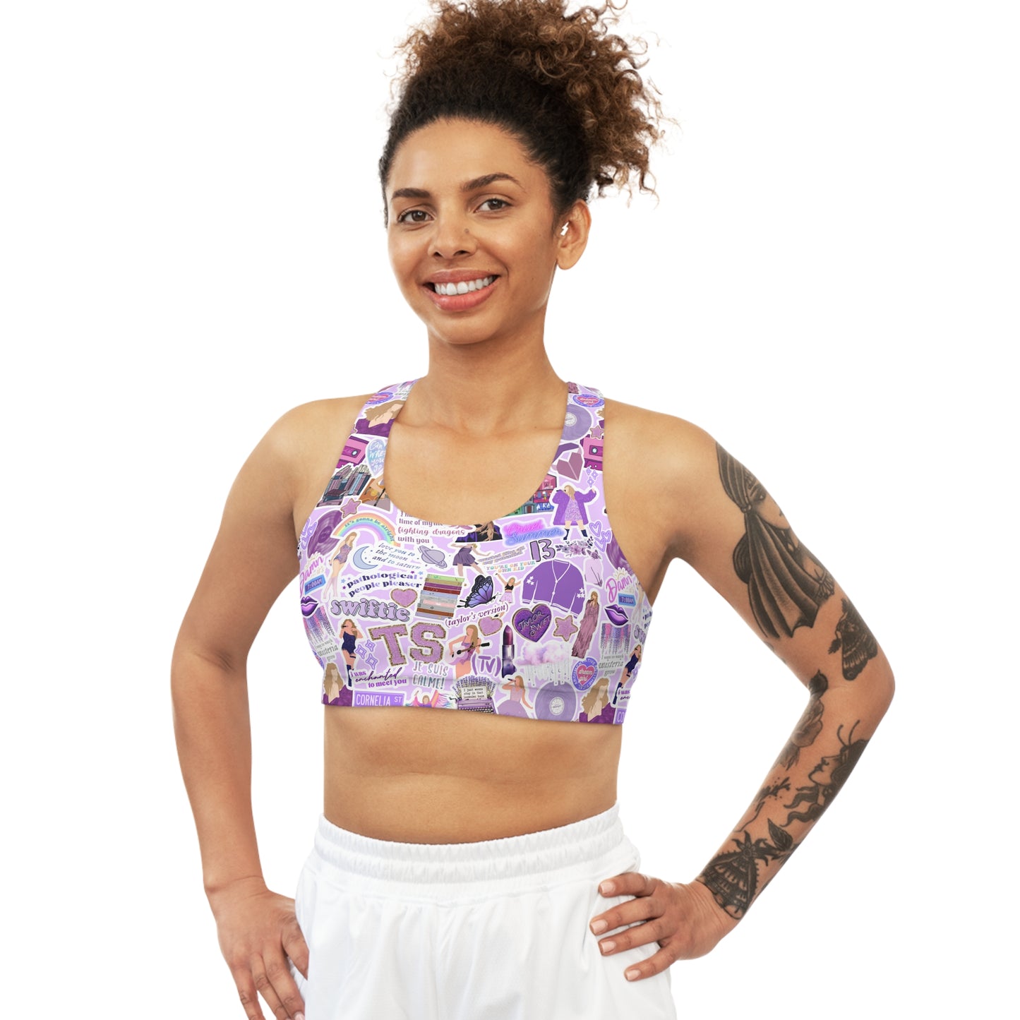 Teen & Adult Swiftie Purple Double Lined Seamless Sports Bra