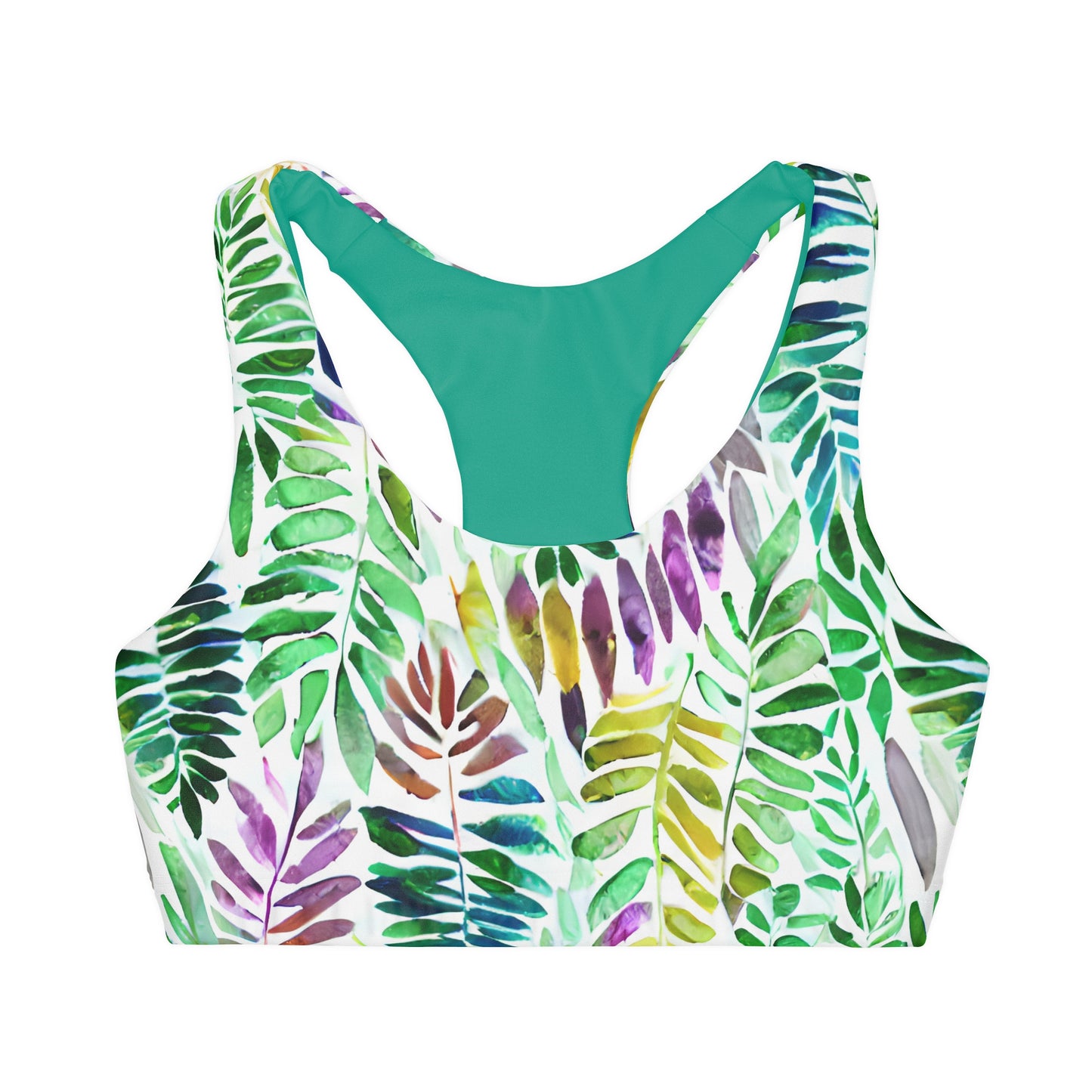 Tropical Leaves Girls Sports Bra, Summer Style