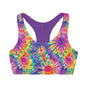 Neon Tie Dye Rainbow Girls Seamless Sports Bra