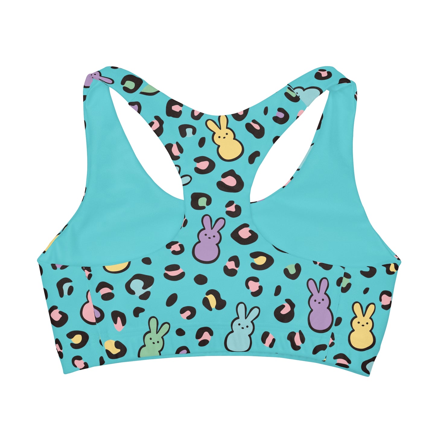 Teal Peeps Style Leopard Easter Girls' Double Lined Seamless Sports Bra