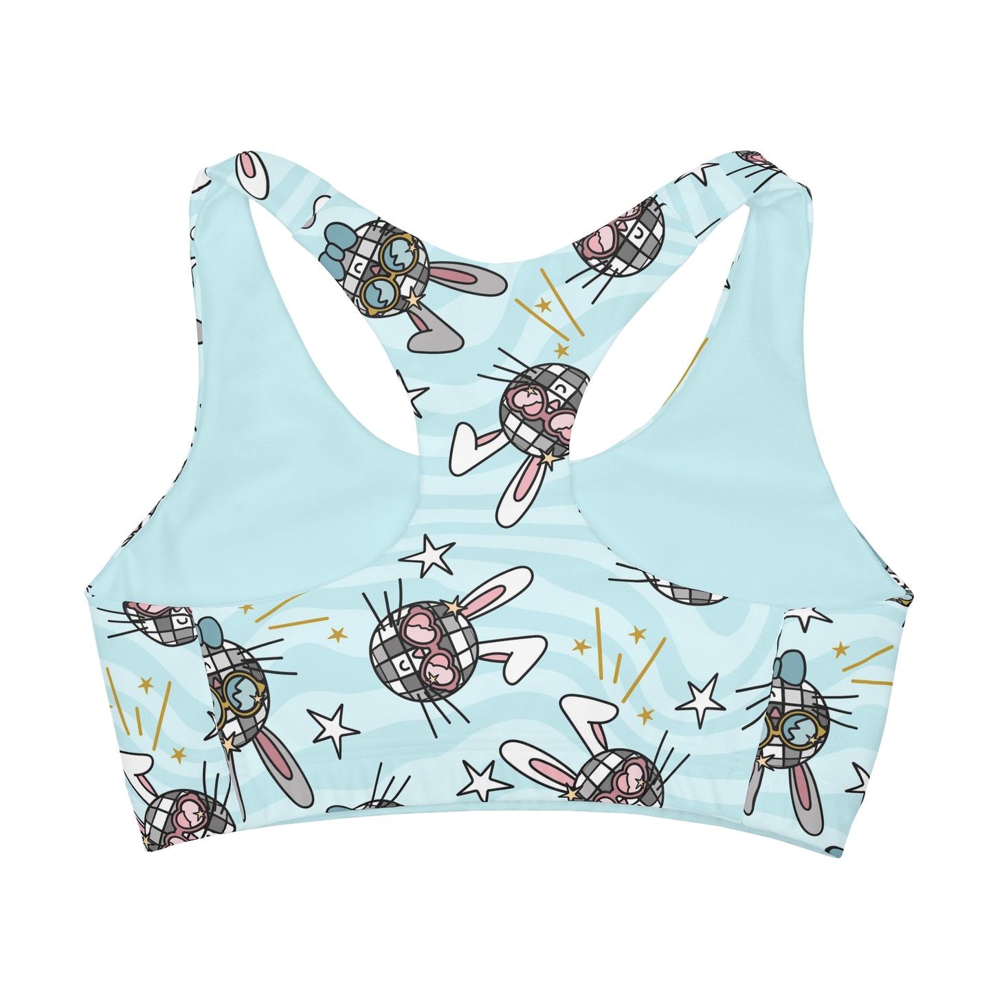 Blue Disco Bunny Easter Girls Sports Bra